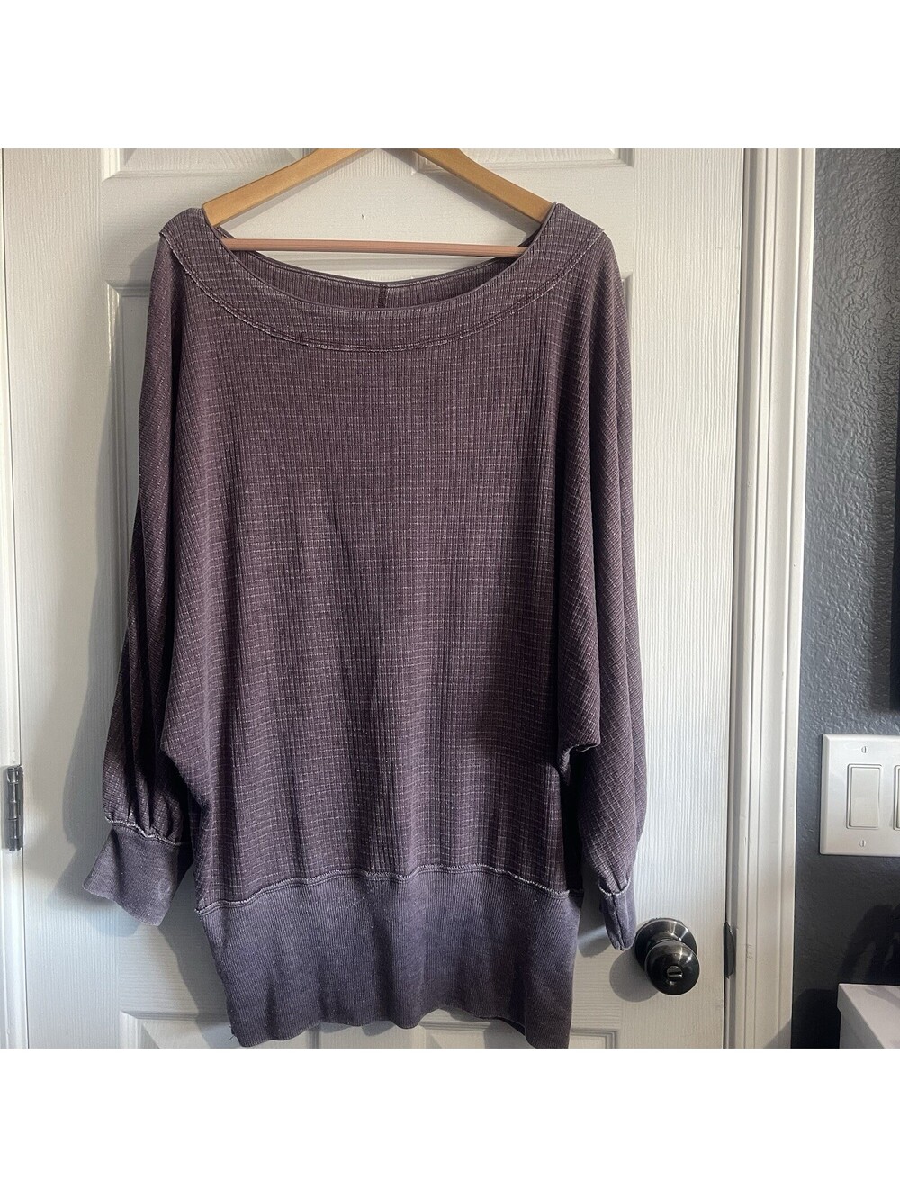 Free People We The Free L Thermal Top Slouchy Boho Dolman Boatneck Oversized